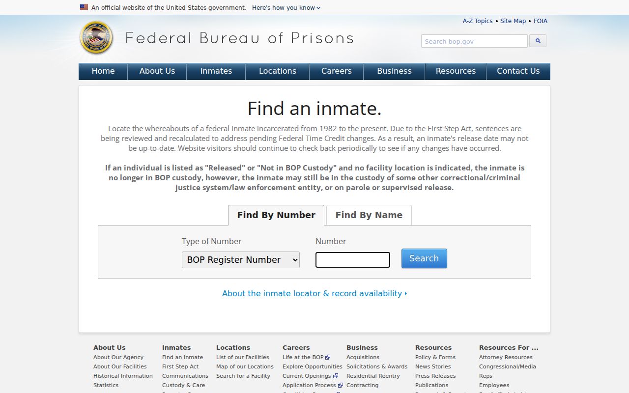 Federal inmate locator for a Perry County arrest custody search