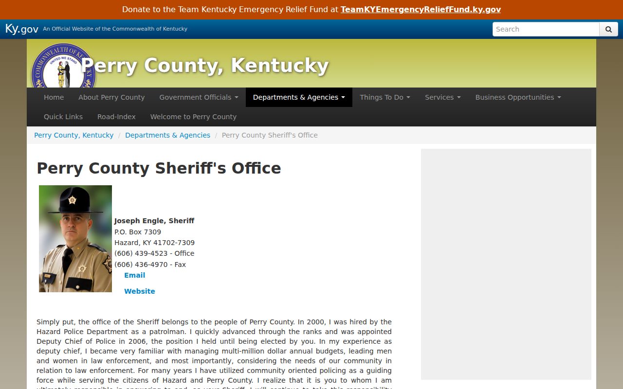 Perry County sheriff route for arrest record requests