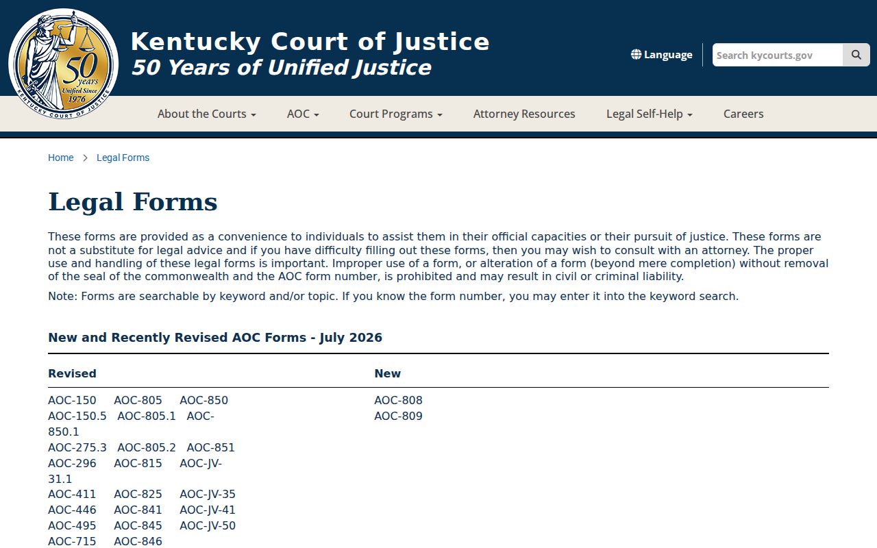 Perry County criminal record forms from the Kentucky Court of Justice