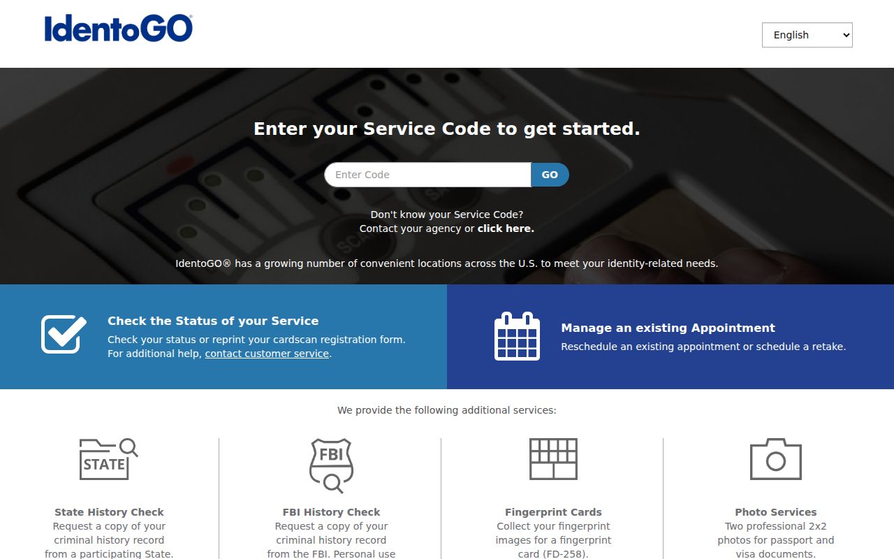 Official IdentoGO enrollment portal for authorized Kentucky fingerprint checks